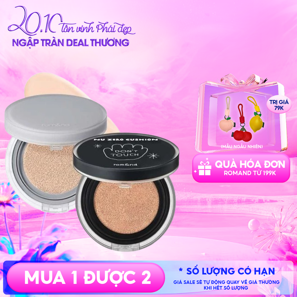 Phấn Nước Romand Che Phủ Cao, Mỏng Nhẹ Tự Nhiên NU Zero Cushion SPF24/PA++ 15g