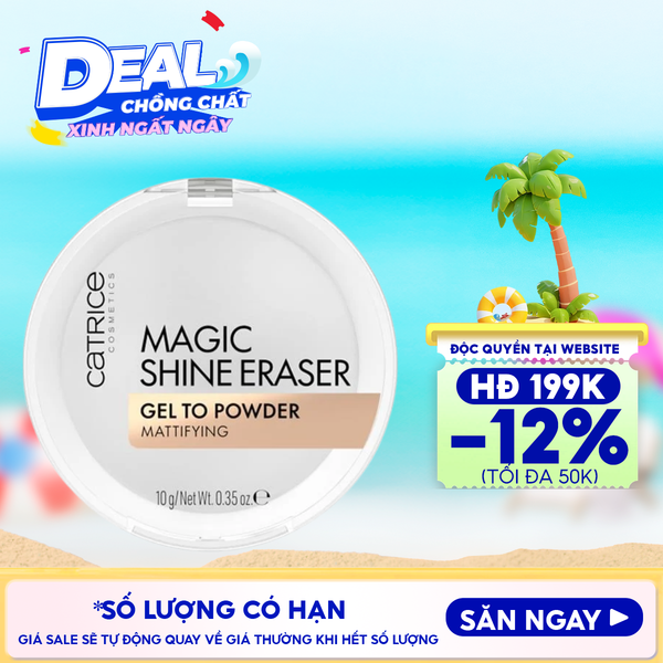  Phấn Phủ Catrice Dạng Gel Kiềm Dầu Làm Mờ Lỗ Chân Lông Magic Shine Eraser Gel To Powder Mattifying 10g 