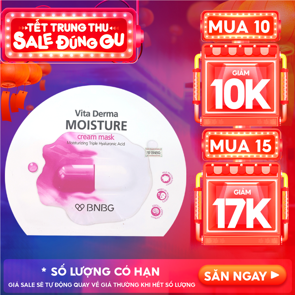 Mặt Nạ Kem BNBG Dưỡng Da Ẩm Mịn, Giúp Da Trắng Hồng Vita Derma Moisture Cream Mask 30ml