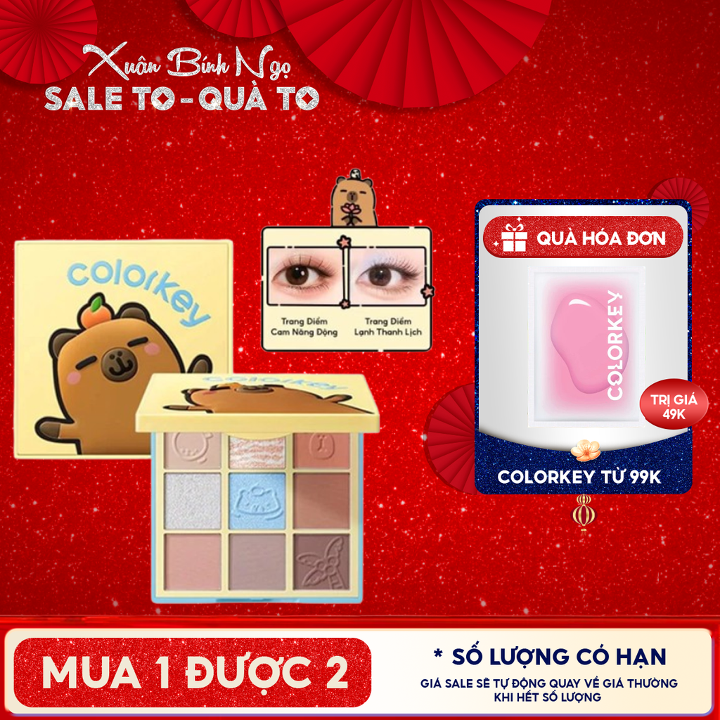 Bảng Phấn Mắt 9 Ô Màu Colorkey Orange Capybara Nine Shades Eyeshadow Palette 13.5g