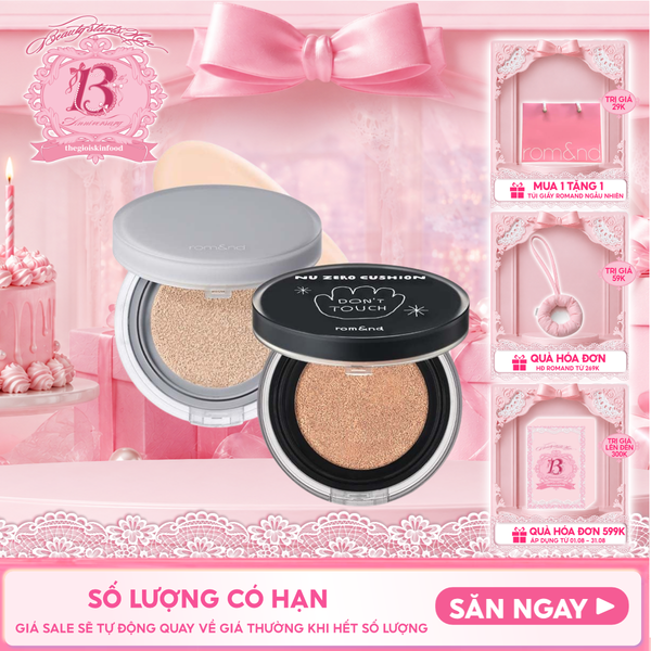  Phấn Nước Romand Che Phủ Cao, Mỏng Nhẹ Tự Nhiên NU Zero Cushion SPF24/PA++ 15g 