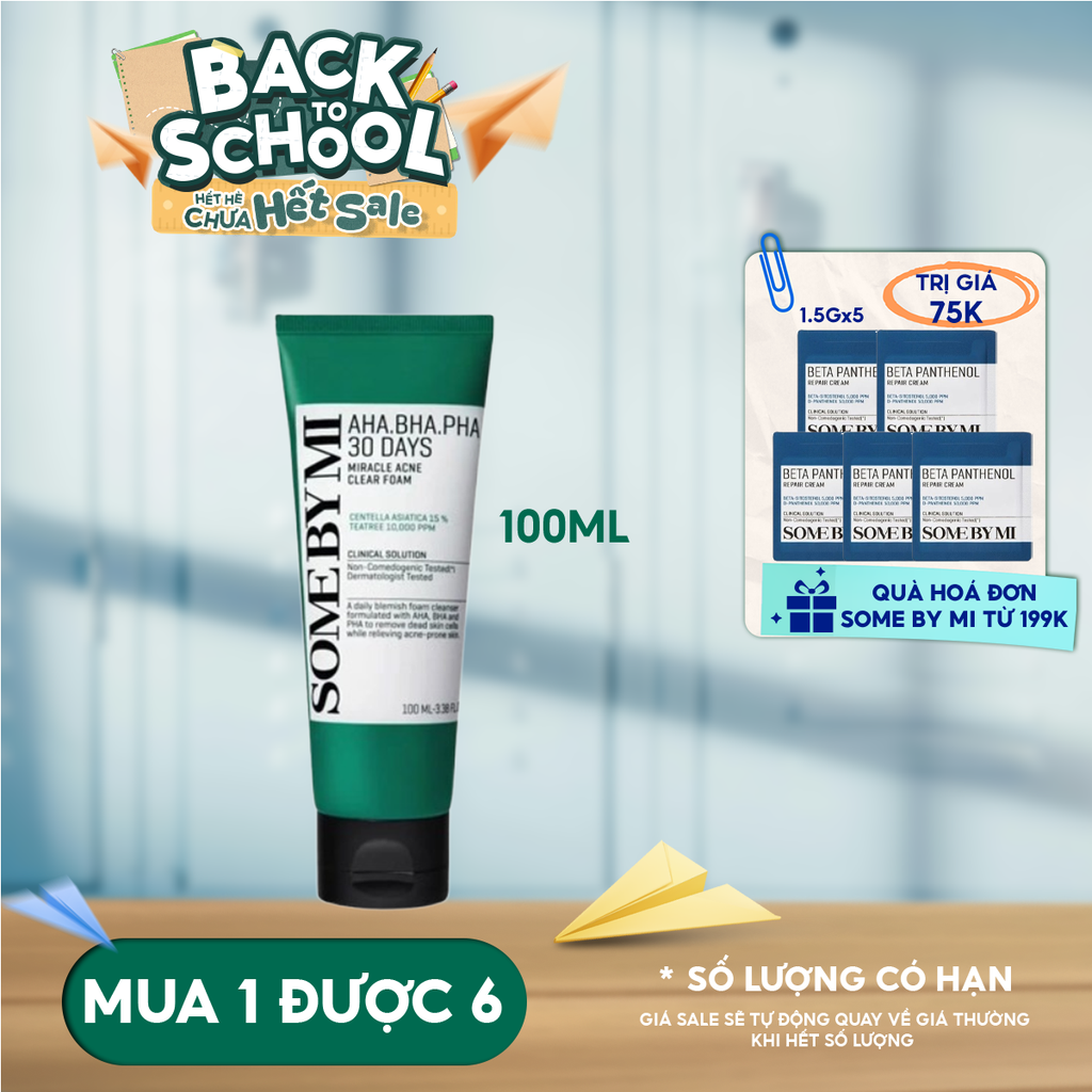 Sữa Rửa Mặt Some By Mi Tạo Bọt, Hạn Chế Mụn AHA-BHA-PHA 30 Days Miracle Acne Clear Foam 100ml