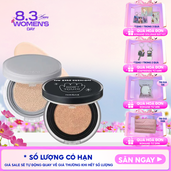  Phấn Nước Romand Che Phủ Cao, Mỏng Nhẹ Tự Nhiên NU Zero Cushion SPF24/PA++ 15g 