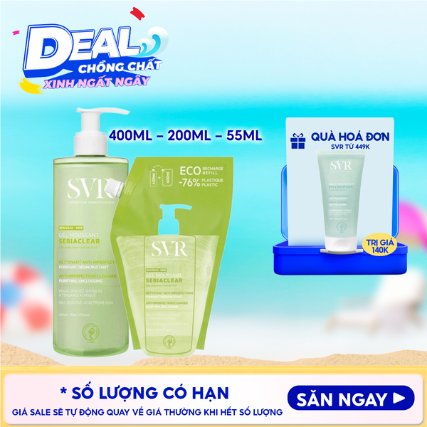  Sữa Rửa Mặt SVR Dạng Gel Không Chứa Xà Phòng Dành Cho Da Dầu Sebiaclear Gel Moussant 
