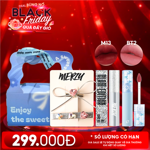 Combo Quà Tặng 20/11: Son Kem Lì Merzy The Glam Mellow Tint + Son Kem Lì FOIF Daily Blur Tint + Kẹp Tóc Merzy + Túi Quà