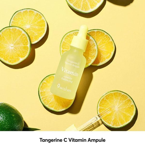  Serum Hỗ Trợ Dưỡng Sáng Da 9 Wishes Tangerine C Vitamin Ampule 30ml 