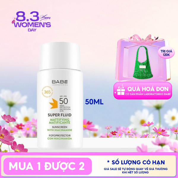  Kem Chống Nắng LABORATORIOS BABÉ Kiểm Soát Dầu Super Fluid Mattifying Sunscreen SPF50 50ml 