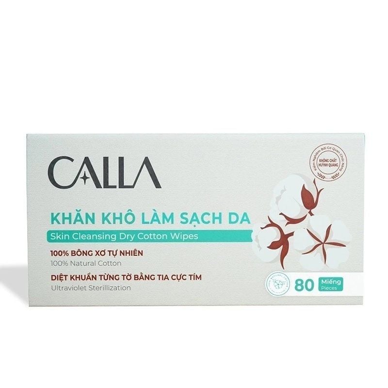 Khăn Khô Bông Bạch Tuyết Làm Sạch Da Calla 80 Miếng/Hộp