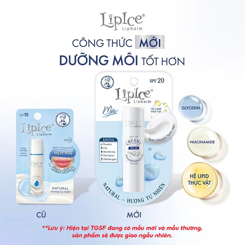 Son Dưỡng Không Màu LipIce Chuyển Kem Mịn Creamy Lipbalm