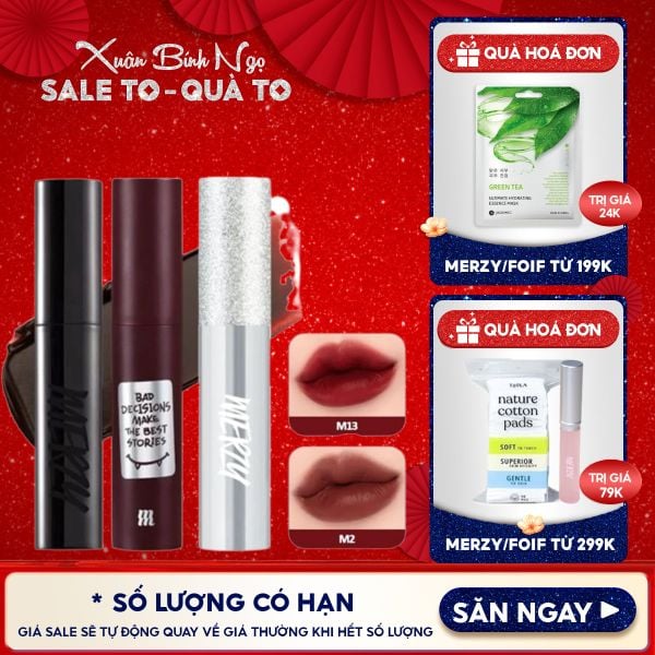  [Merzy Glam M13 Vỏ Bạc] Son Kem Merzy Siêu Lì, Mịn Môi Noir In The Mellow Tint 