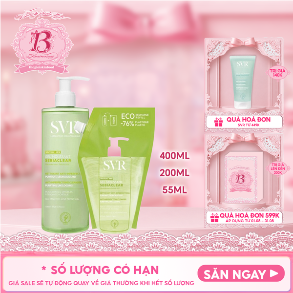  Sữa Rửa Mặt SVR Dạng Gel Không Chứa Xà Phòng Dành Cho Da Dầu Sebiaclear Gel Moussant 