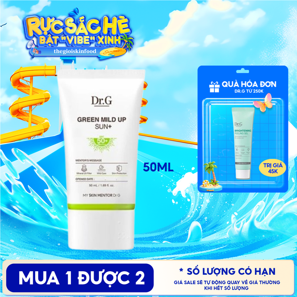  Kem Chống Nắng Dr.G Vật Lý, Chống Ánh Sáng Xanh, Giảm Mụn Dành Cho Da Nhạy Cảm Green Mild Up Sun+ SPF50+/ PA++++ 50ml 