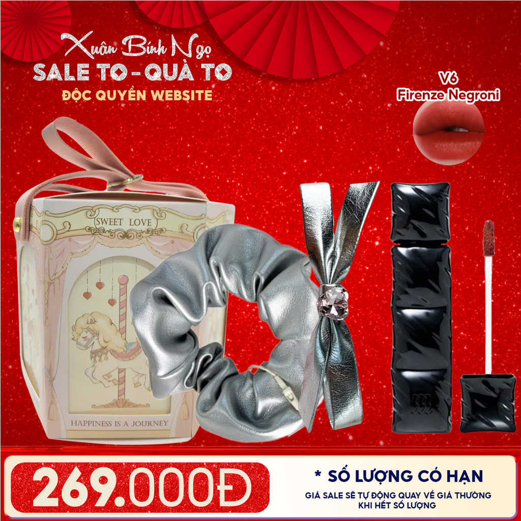 Túi Quà Tặng: Son Merzy + Kẹp Tóc Ngẫu Nhiên + Cột Tóc Ngẫu Nhiên + Túi Quà Tặng