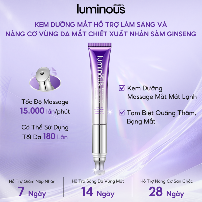 Kem Dưỡng Mắt Colorkey Hỗ Trợ Dưỡng Sáng & Nâng Cơ Vùng Da Mắt Luminous Ginseng Brightening & Uplifting Eye Cream 20ml