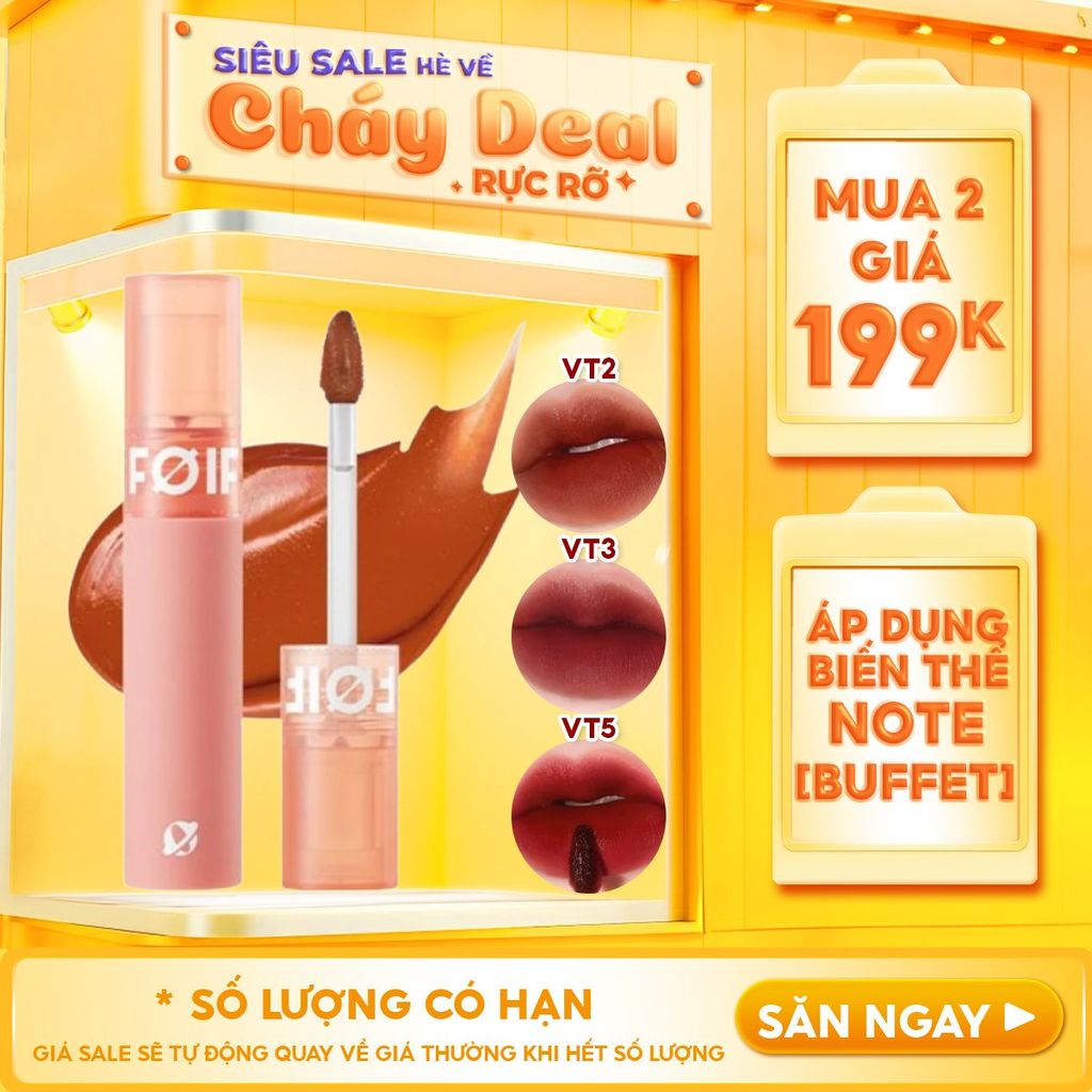 Son Kem Lì Hàn Quốc Thuần Chay, Mịn Mượt Lâu Trôi FOIF Daily Velvet Tint