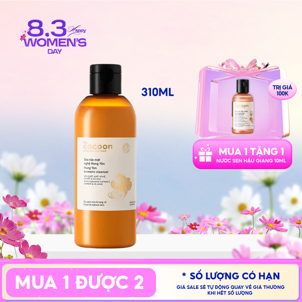  Sữa Rửa Mặt Cocoon Làm Sạch Sâu Chiết Xuất Nước Nghệ Hưng Yên Turmeric Cleanser 