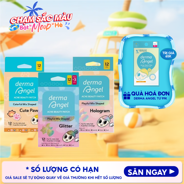  Miếng Dán Mụn Derma Angel Hình Vui Nhộn Acne Beauty Patch Colorful Mix Shaped (12 miếng) 