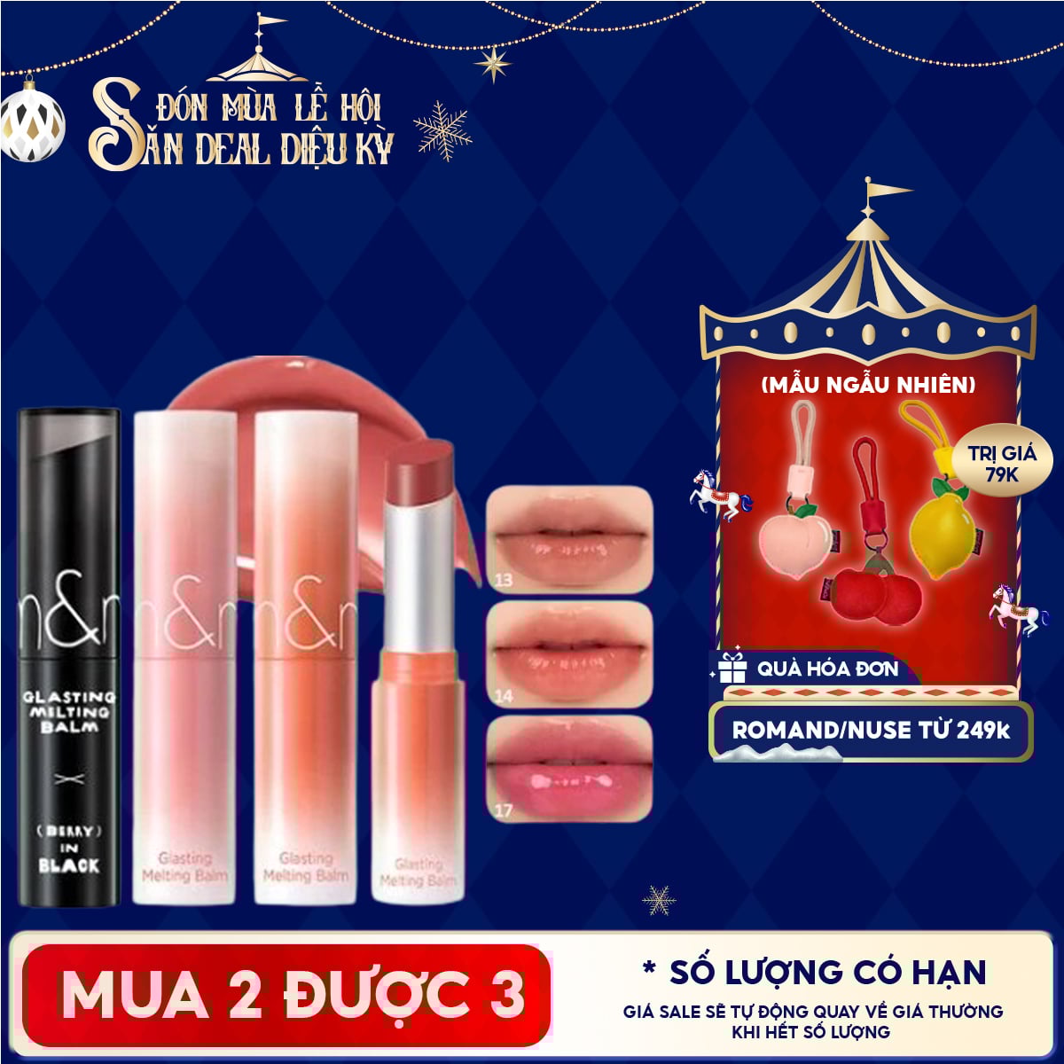 VE-EASY Son Dưỡng Romand Dạng Thỏi Có Màu Thuần Chay Dưỡng Ẩm Mềm Môi Glasting Melting Balm