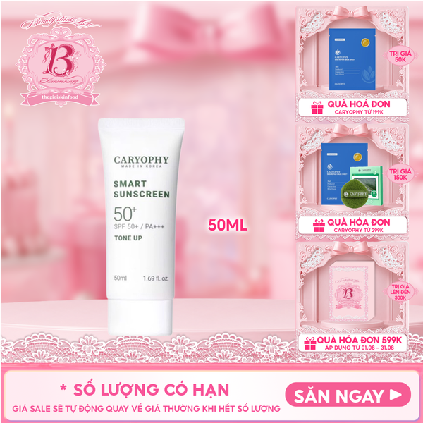 Kem Chống Nắng Caryophy Nâng Tông Smart Sunscreen Tone Up SPF50+/PA+++ 50ml 