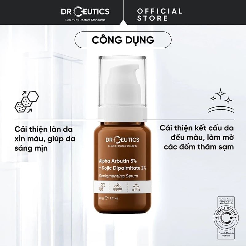 Serum Hỗ Trợ Làm Sáng Da, Giảm Thâm Nám Drceutics Alpha Arbutin 5% + Kojic Dipalmitate 2% Depigmenting Serum 40g