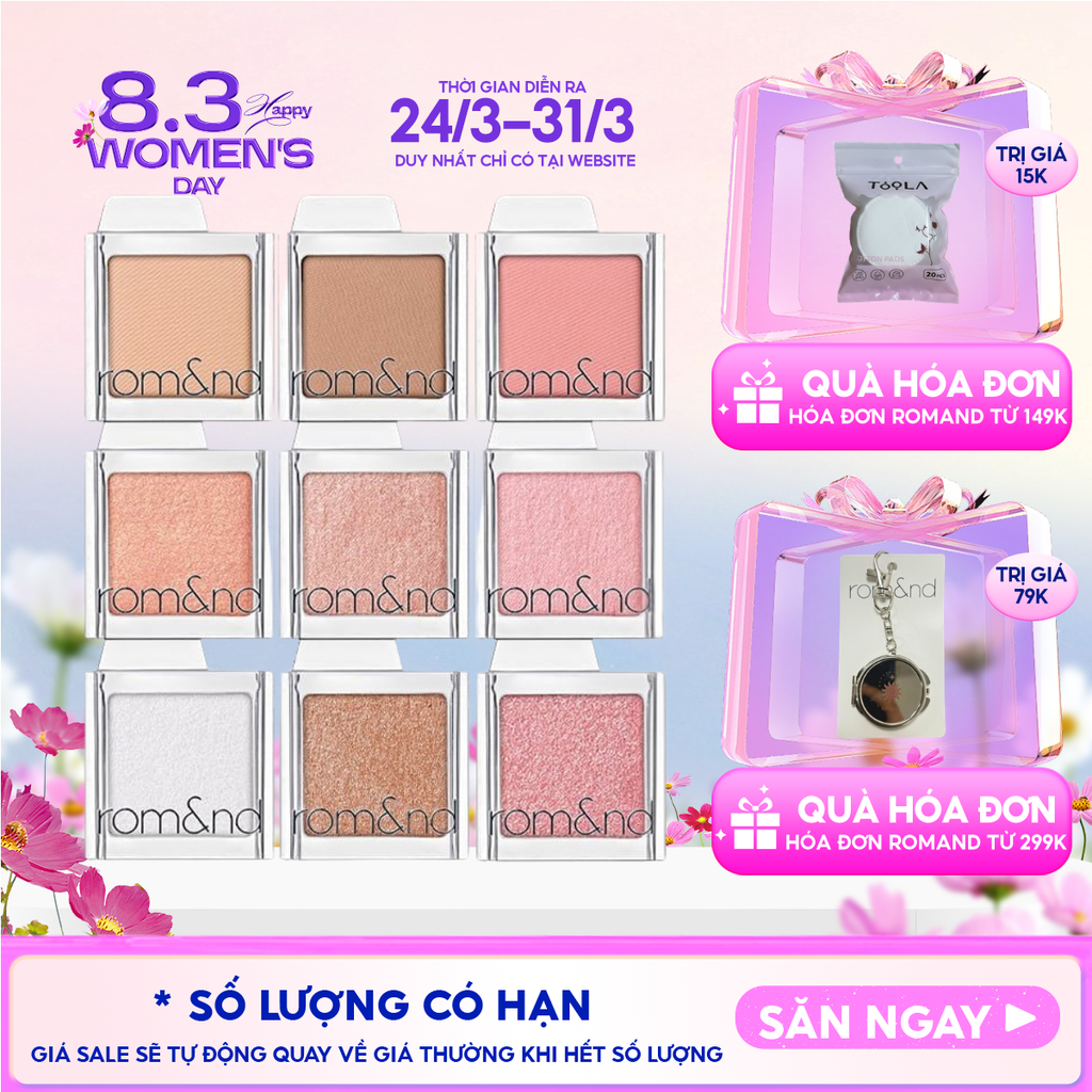 Phấn Mắt Romand Bền Màu, Đa Dạng Slide In Single 1.8g