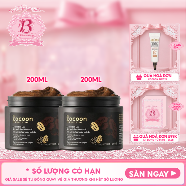  Tẩy Da Chết Body Cocoon Làm Đều Màu Da Và Dưỡng Mịn Da Chiết Xuất Cà Phê Dak Lak, Đường Thốt Nốt An Giang Body Polish 