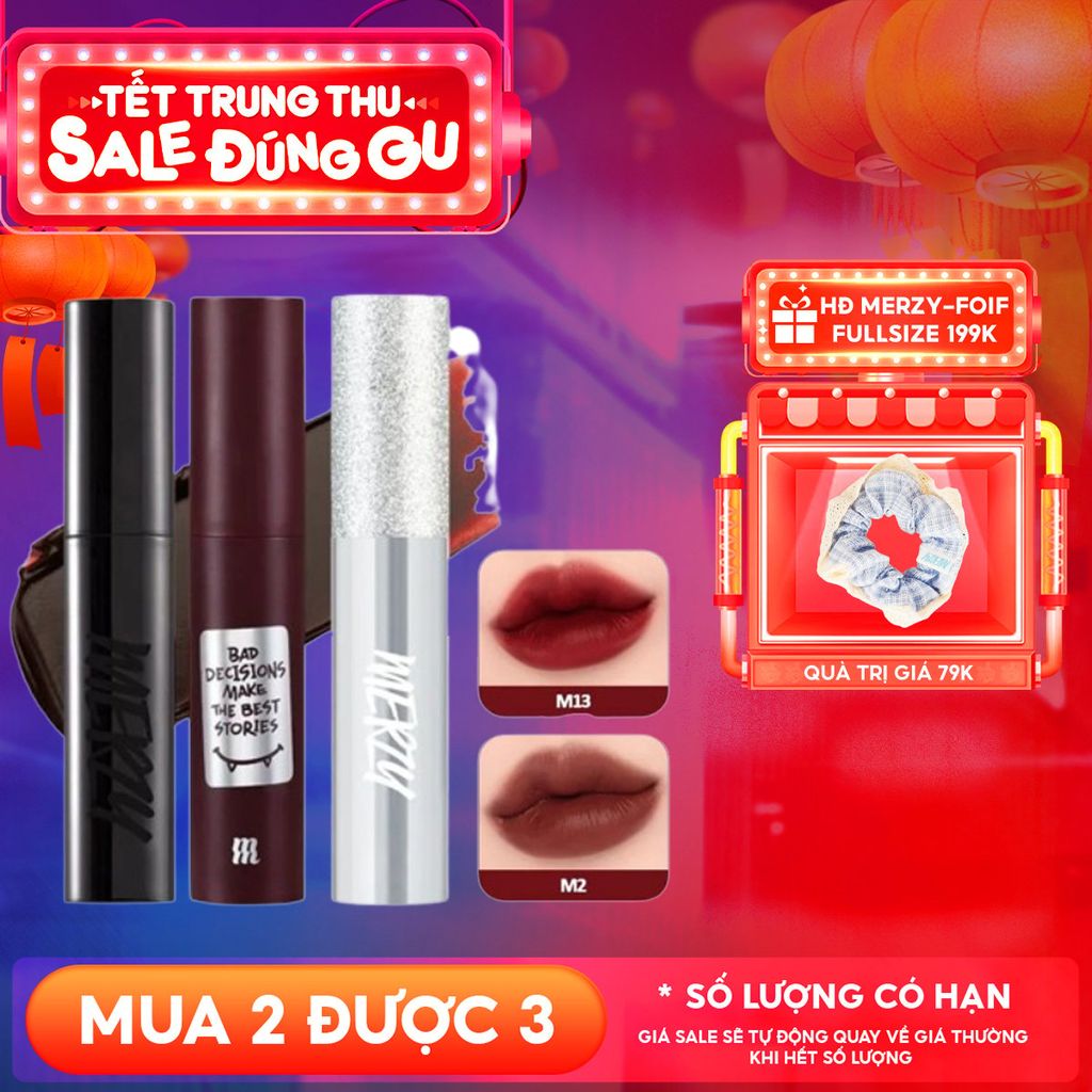 [Merzy Glam M13 Vỏ Bạc] Son Kem Merzy Siêu Lì, Mịn Môi Noir In The Mellow Tint