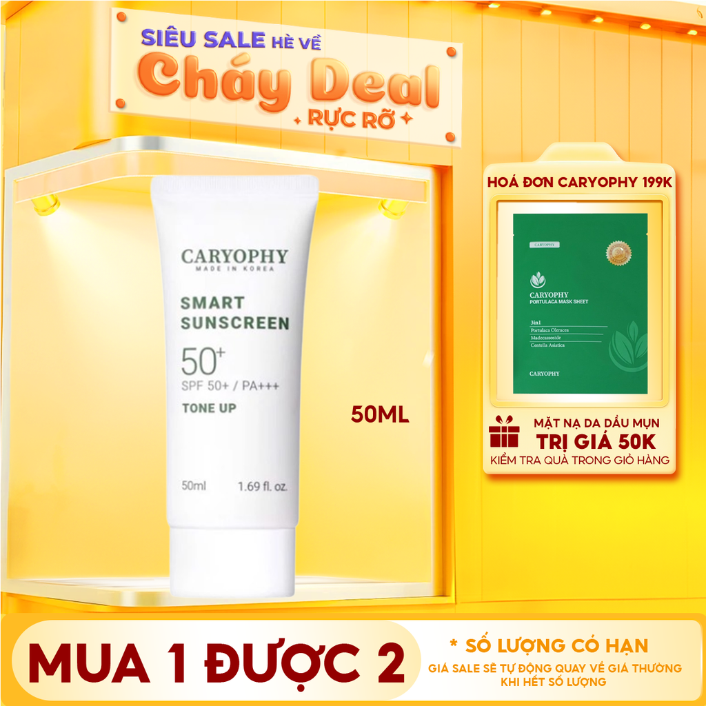 Kem Chống Nắng Caryophy Nâng Tông Smart Sunscreen Tone Up SPF50+/PA+++ 50ml