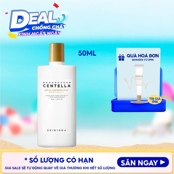  Kem Chống Nắng Skin1004 Lành Tính Dành Cho Da Nhạy Cảm Madagascar Centella Air-Fit Suncream Plus SPF50+ PA++++ 50ml 