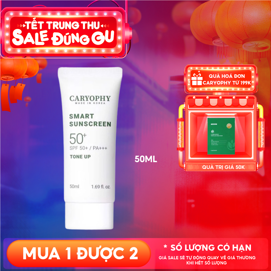 Kem Chống Nắng Caryophy Nâng Tông Smart Sunscreen Tone Up SPF50+/PA+++ 50ml