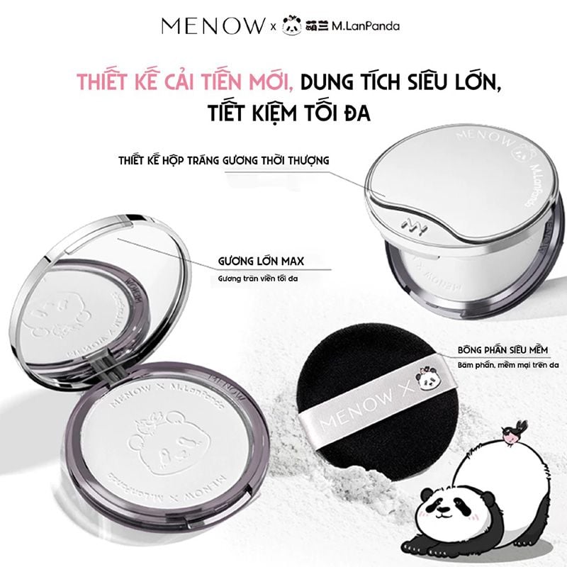 Phấn Phủ MENOW x MENGLAN PANDA Dạng Nén Velvet Mist Complexion Power 21g