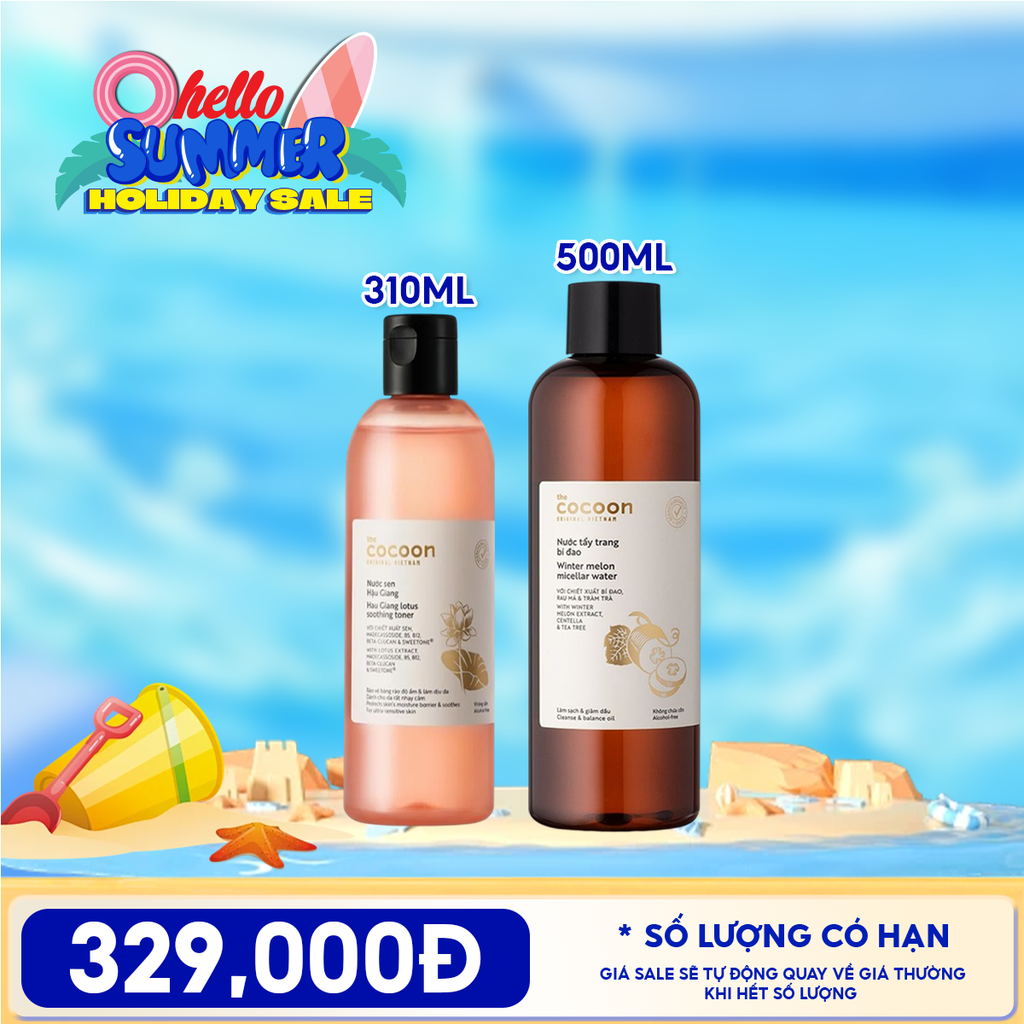 Nước Cân Bằng Cocoon Sen Hậu Giang Làm Dịu Da Nhạy Cảm Hau Giang Lotus Soothing Toner