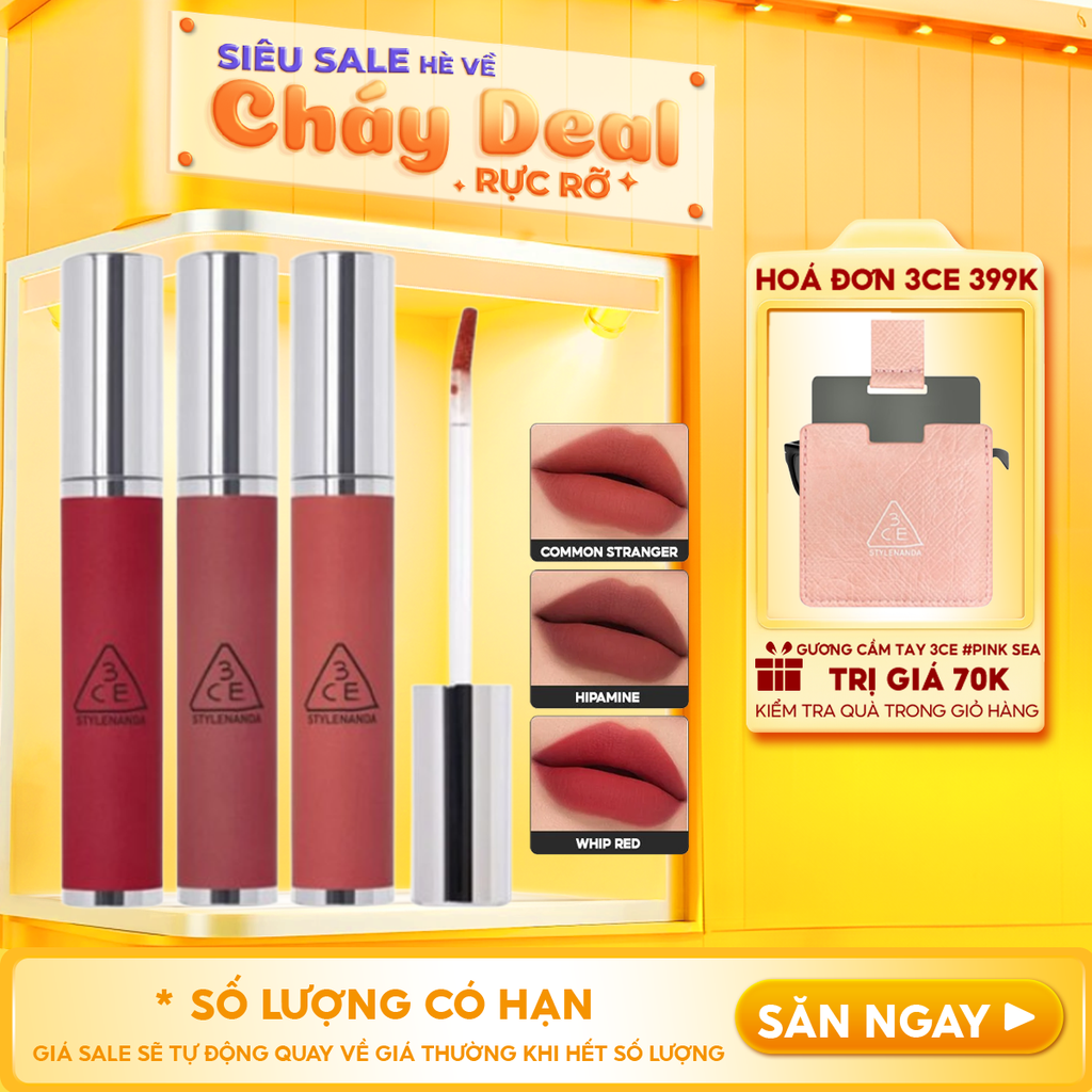 Son Kem Lì, Mịn Mượt Môi 3CE Hazy Lip Clay 4g