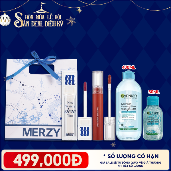  Túi Quà Giáng Sinh 499K: 1 Son Merzy + 1 Son Romand + 1 Nước Tẩy Trang 400ml + 1 Nước Tẩy Trang Minisize + Túi 