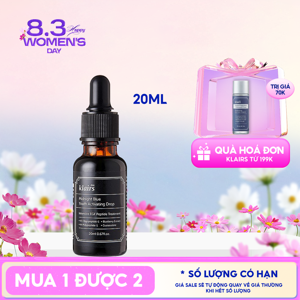 Serum Klairs Làm Dịu, Phục Hồi Da Klairs Midnight Blue Youth Activating Drop 20ml
