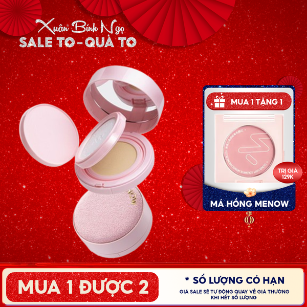  Phấn Nước Kèm Phấn Phủ 2in1 MENOW Kiềm Dầu, Dưỡng Ẩm Light Makeup Powder Cushion Powder Cream 17g 