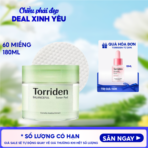 Toner Pad Torriden Làm Dịu Da Mụn, Cân Bằng Da, Cấp Ẩm Balanceful Toner Pad 60 miếng 