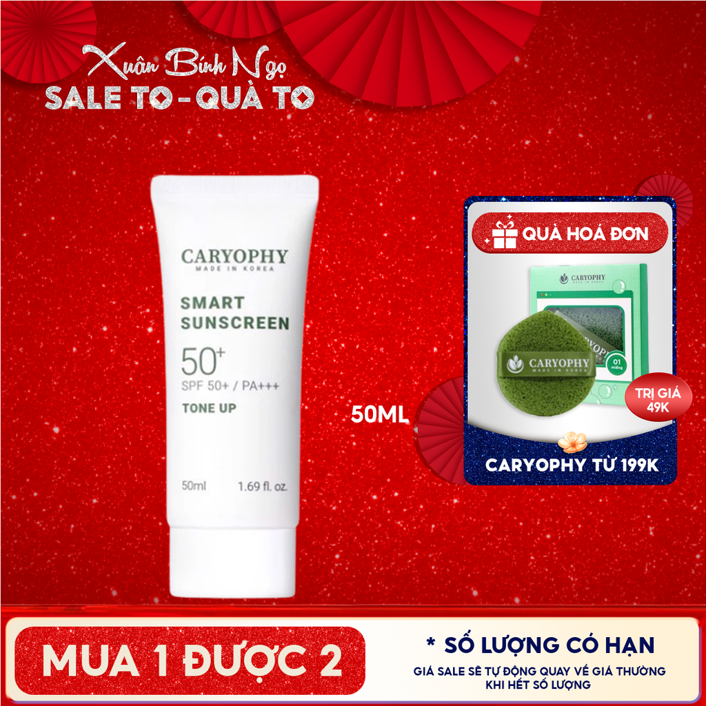 Kem Chống Nắng Caryophy Nâng Tông Smart Sunscreen Tone Up SPF50+/PA+++ 50ml