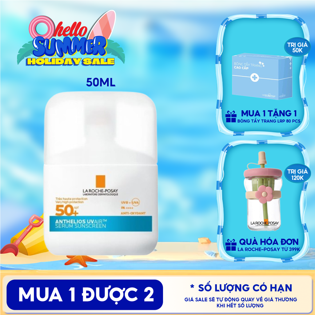 Serum Chống Nắng La Roche-Posay Siêu Mỏng, Kiềm Dầu, Cấp Ẩm Innovation Anthelios UVair Serum Sunscreen SPF50+ 50ml