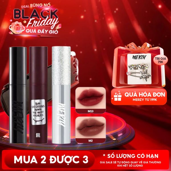  [Merzy Glam M13 Vỏ Bạc] Son Kem Merzy Siêu Lì, Mịn Môi Noir In The Mellow Tint 