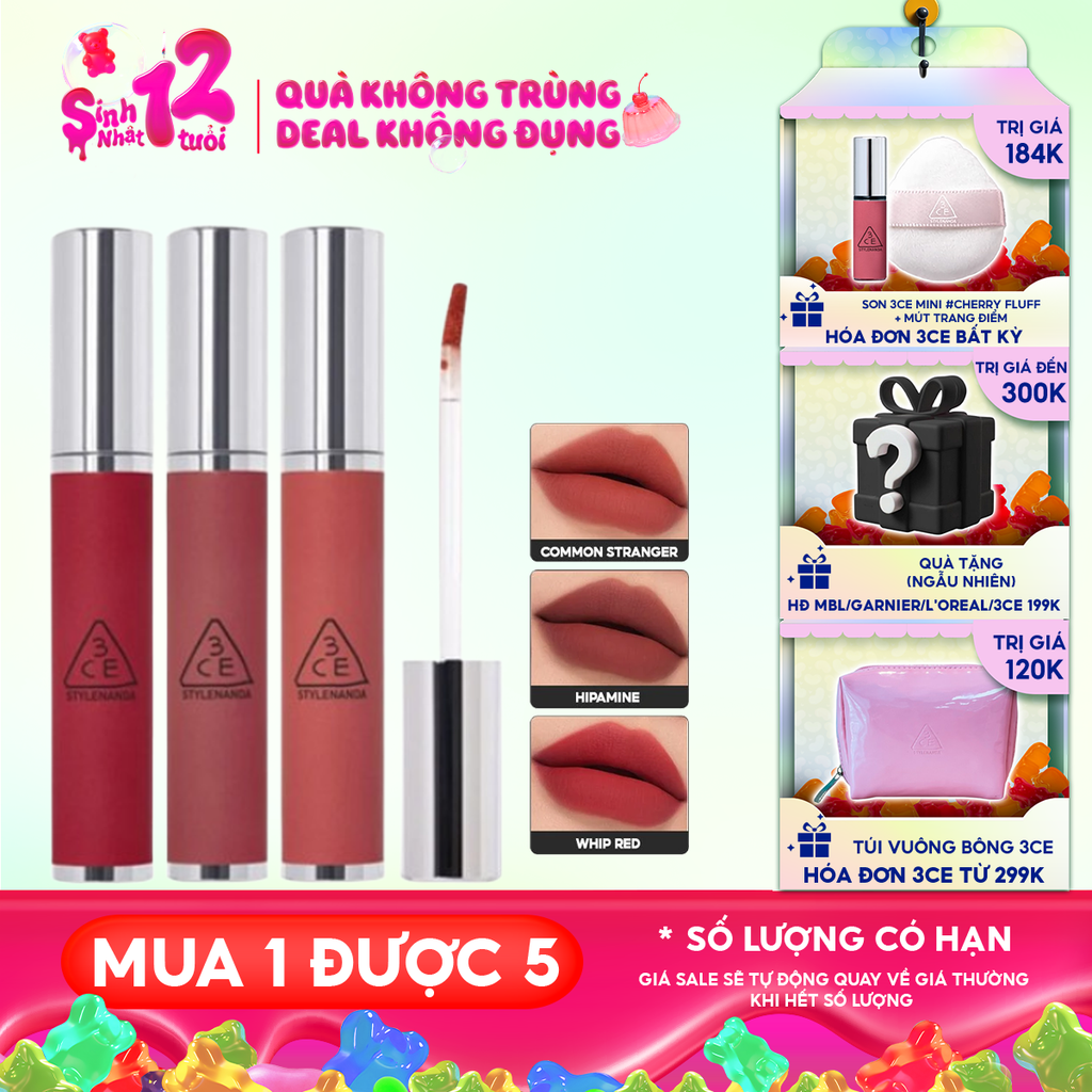 Son Kem Lì 3CE Mịn Mượt Môi Hazy Lip Clay 4g