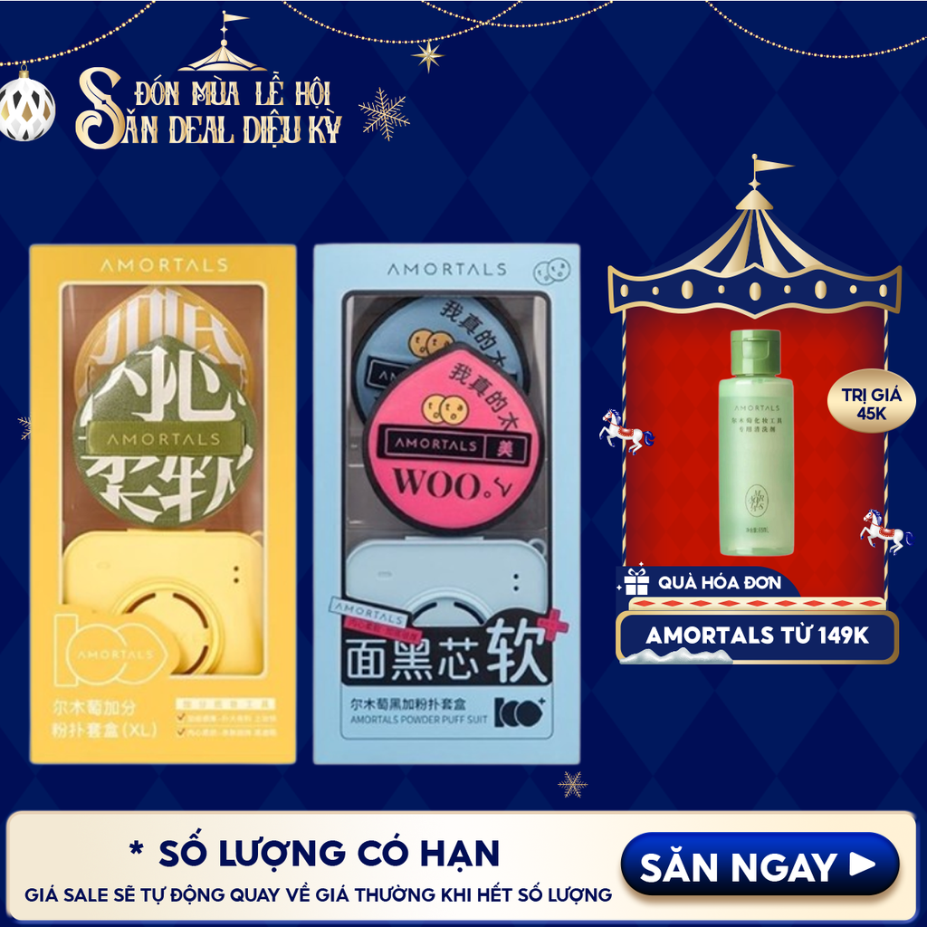 Set 2 Bông Mút Trang Điểm Amortals Powder Puff