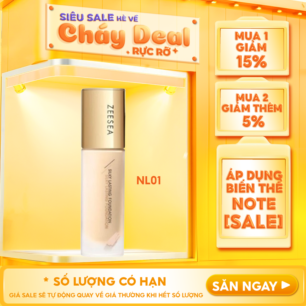 Kem Nền Kiềm Dầu, Che Khuyết Điểm Tốt Lâu Trôi Zeesea Silky Lasting Foundation 30g
