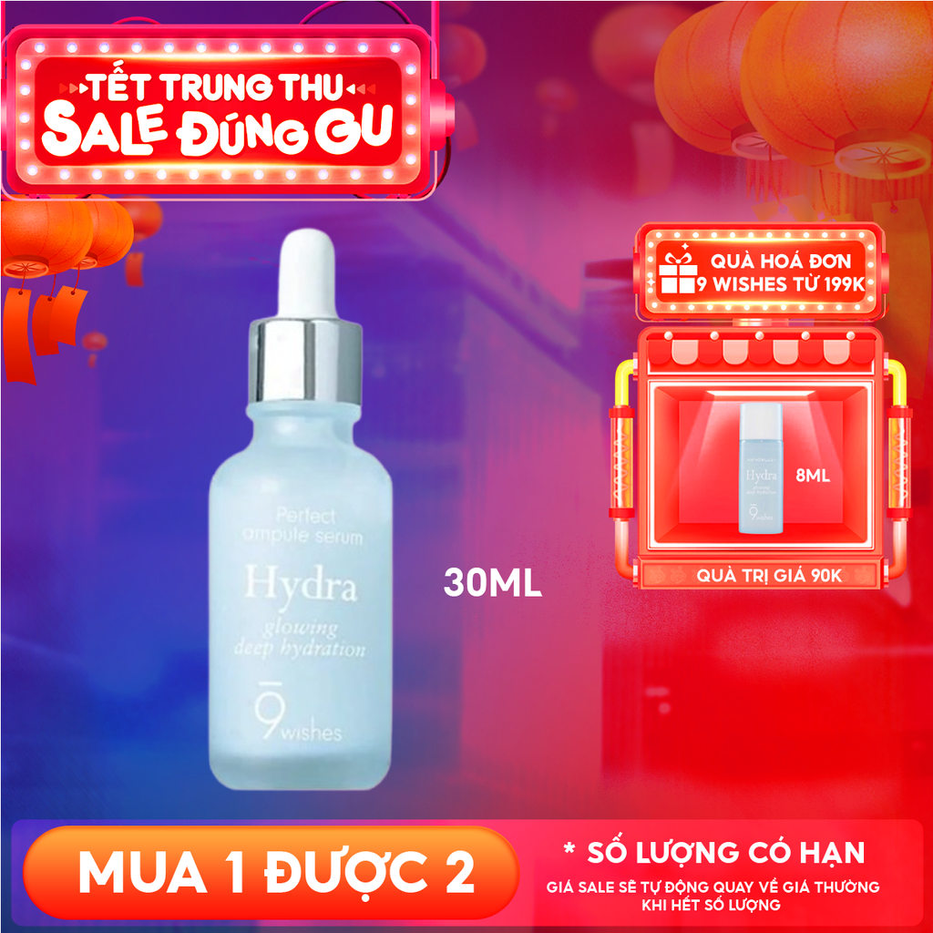 Serum 9 Wishes Dưỡng Ẩm, Cấp Nước, Căng Mịn Da 9 Wishes Hydra Glowing Deep Hydration Ampule Serum