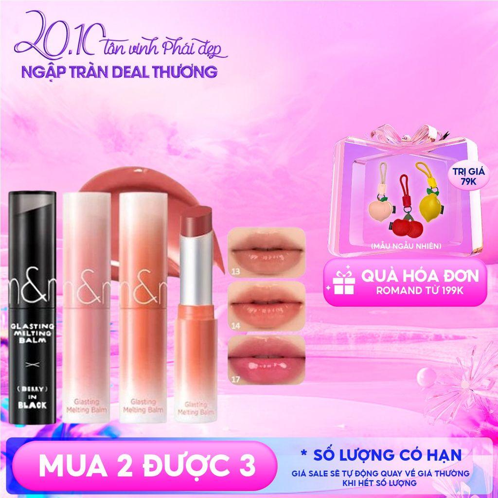 [VE-EASY] Son Dưỡng Romand Dạng Thỏi Có Màu Thuần Chay Dưỡng Ẩm Mềm Môi Glasting Melting Balm