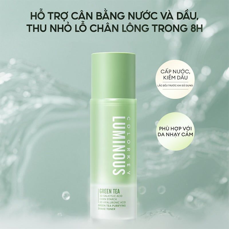 Nước Cân Bằng Colorkey Trà Xanh Luminous Green Tea Purifying Shake Toner 100ml