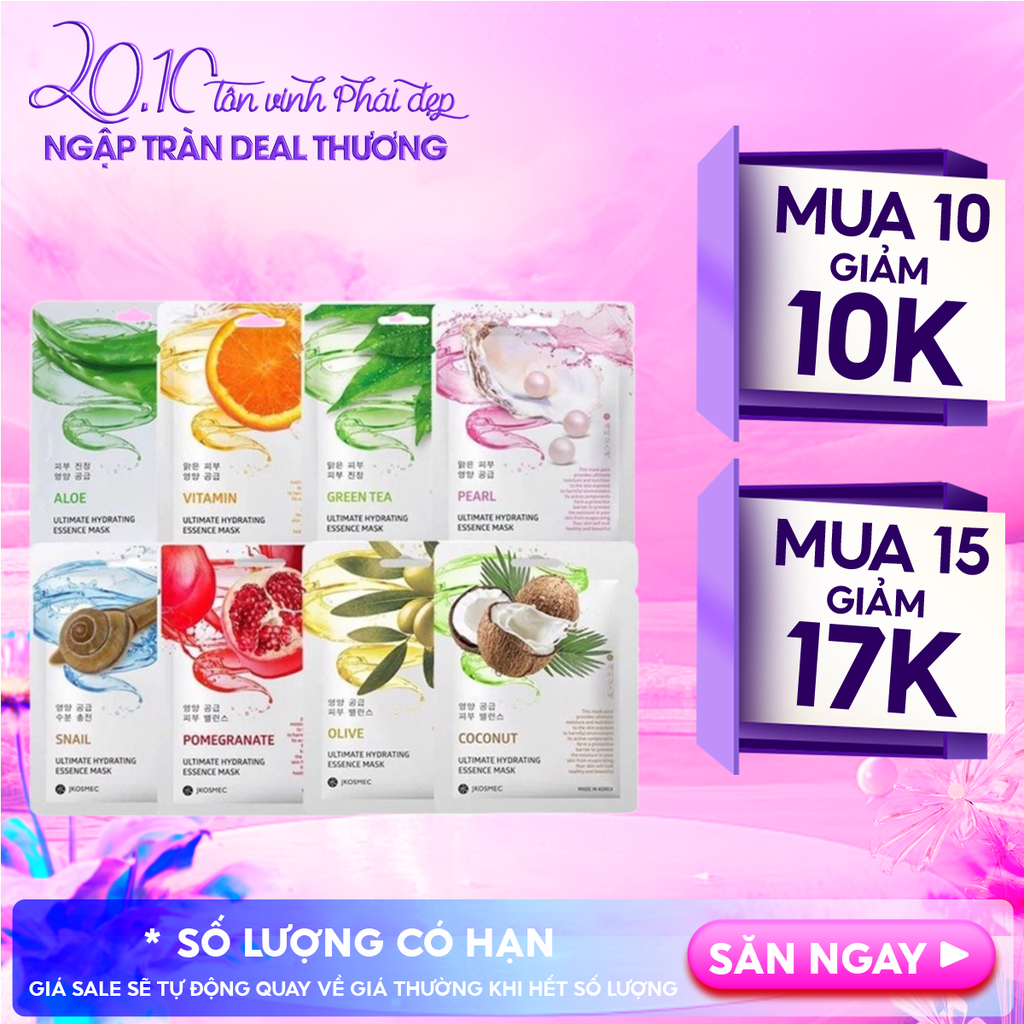 [9 mùi] Mặt Nạ Jkosmec Tinh Chất Cấp Ẩm Chuyên Sâu Ultimate Hydrating Essence Mask 25ml