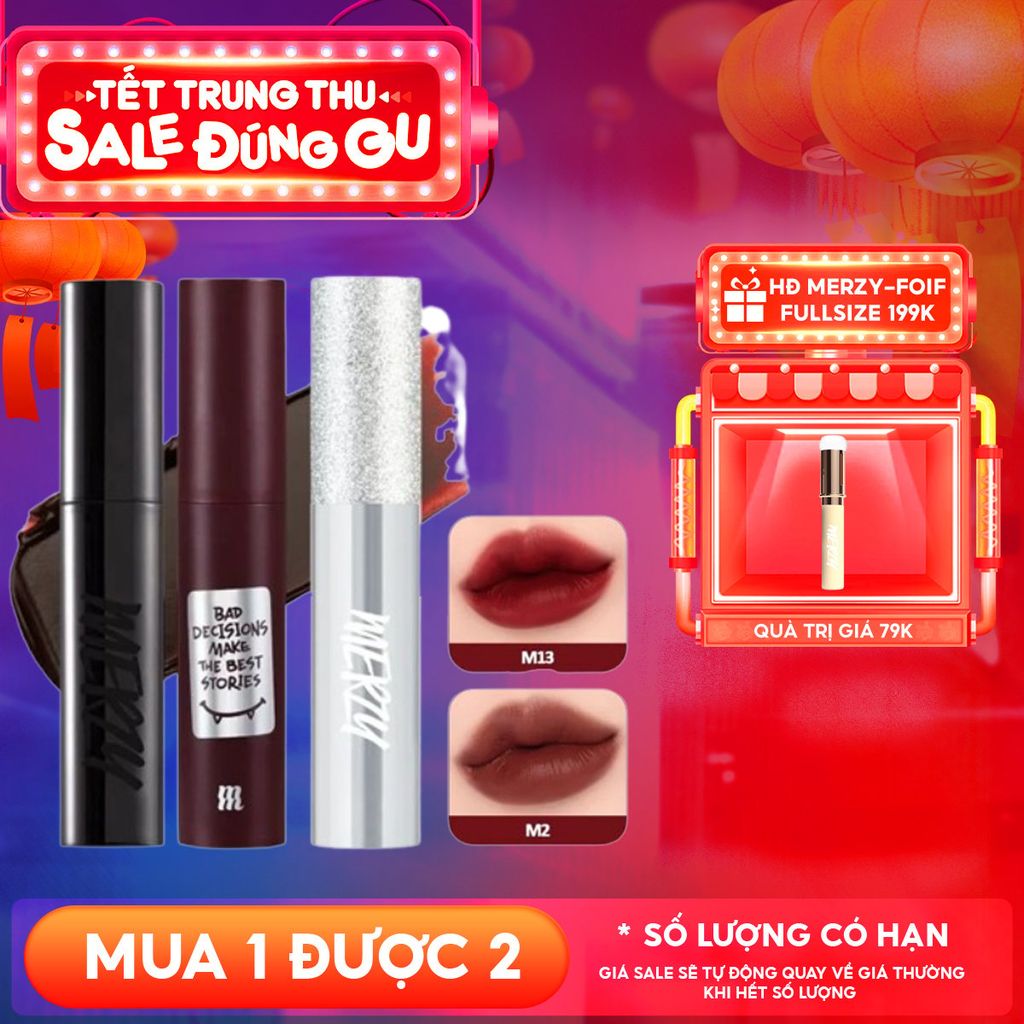 [Merzy Glam M13 Vỏ Bạc] Son Kem Merzy Siêu Lì, Mịn Môi Noir In The Mellow Tint