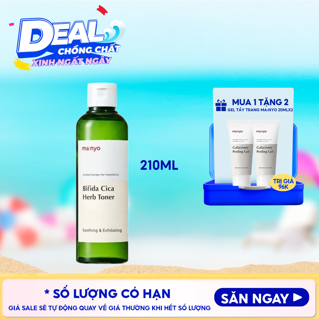 Nước Hoa Hồng Ma:nyo Hỗ Trợ Kiểm Soát Dầu Nhờn, Thu Nhỏ Lỗ Chân Lông Bifida Cica Herb Toner 210ml