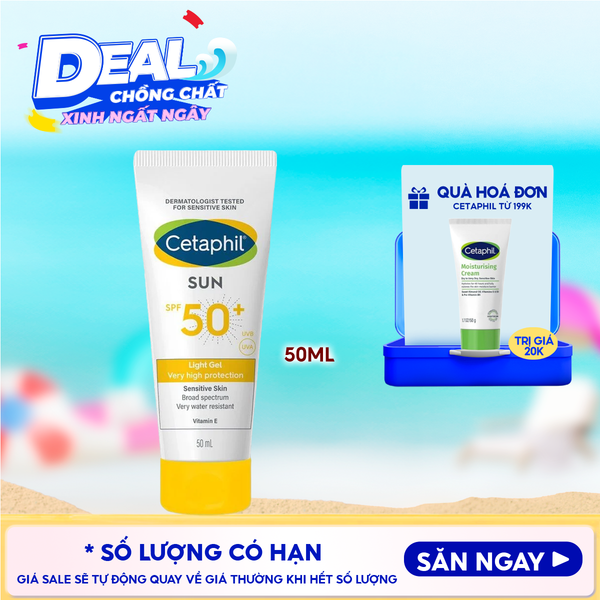  Gel Chống Nắng Cetaphil Dịu Nhẹ Dành Cho Da Nhạy Cảm Sun SPF50+ Light Gel 50ml 